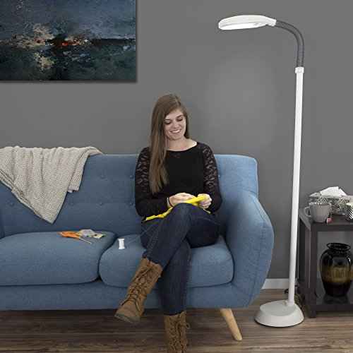Lavish Home Floor Lamp - Full Spectrum Natural Sunlight Lamp with Bendable Neck - Reading, Craft, Studying, and Esthetician Light (Beige)