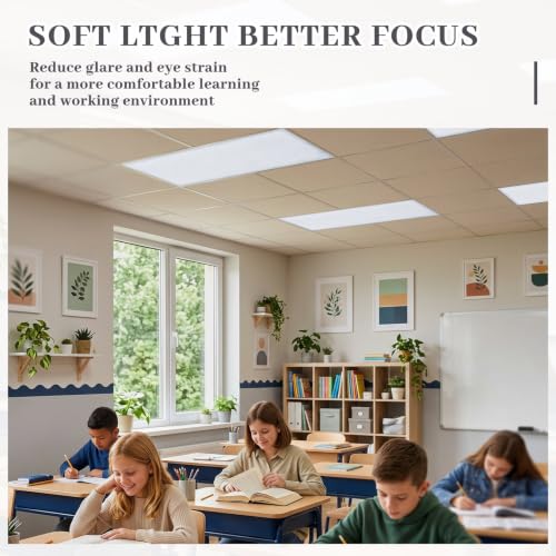 Hortsun 12 Pcs Gray Fluorescent Light Covers 2x4 ft Magnetic Classroom Ceiling