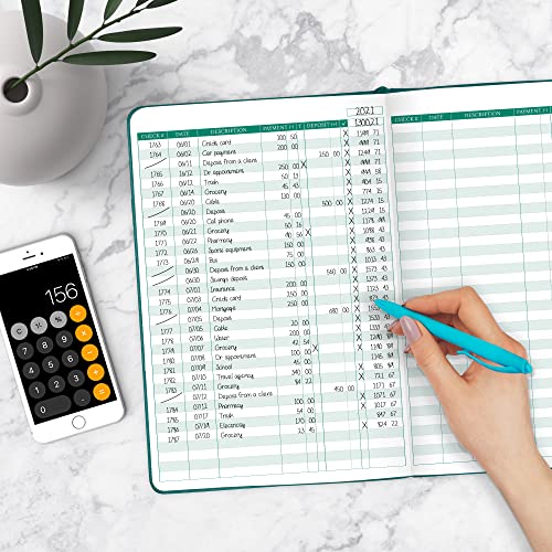Legend Check Register Book – Dark Teal, 7x10”, 193 Pages, Eco-Leather