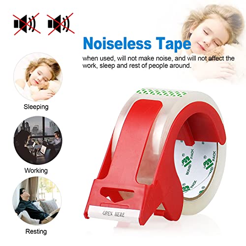 Heavy Duty Clear Packing Tape with Dispenser - 1.88 x 55 Yards, Noiseless Industrial Shipping Tape