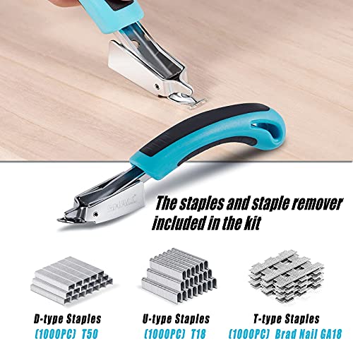 Blue 3-in-1 Heavy Duty Staple Gun Kit with 3000 Staples, Remover & Adjustable Power