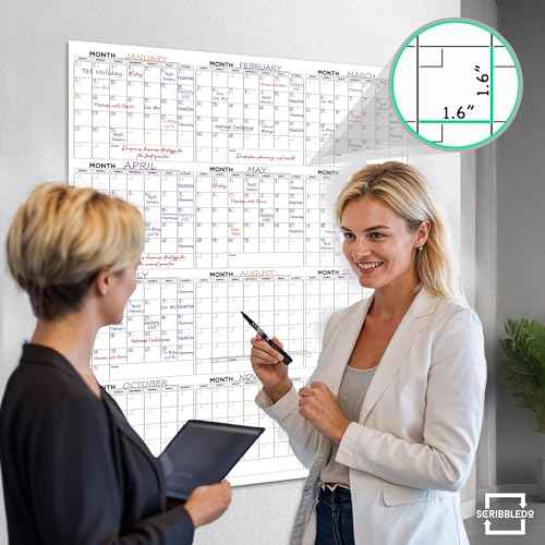 Large White Board Calendar 36"x48" Dry Erase Calendar for Wall Big Dry Erase Wall Calendar Yearly Monthly Wall Calendar Dry Erase Board Planner Includes 6 Markers Eraser Push Pins & Mounting Tape