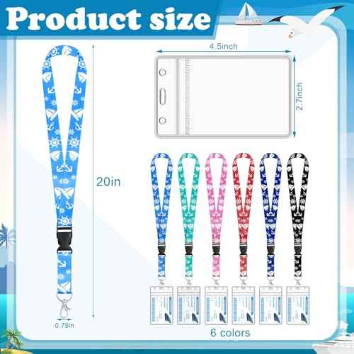 6 Pack Cruise Lanyard for Ship Cards Detachable Lanyards with Waterproof ID Badge Holder, 2025 Cruise Essentials Accessories