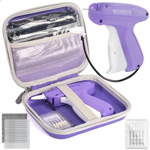 Stitch Gun for Clothes with Case (Purple) – Mini Quick Fix Sewing Gun Kit, 6 Needles & 5000 Fasteners