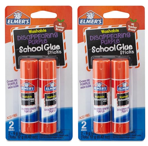 Elmer's Disappearing Purple School Glue Sticks 0.21 oz, 4 Count