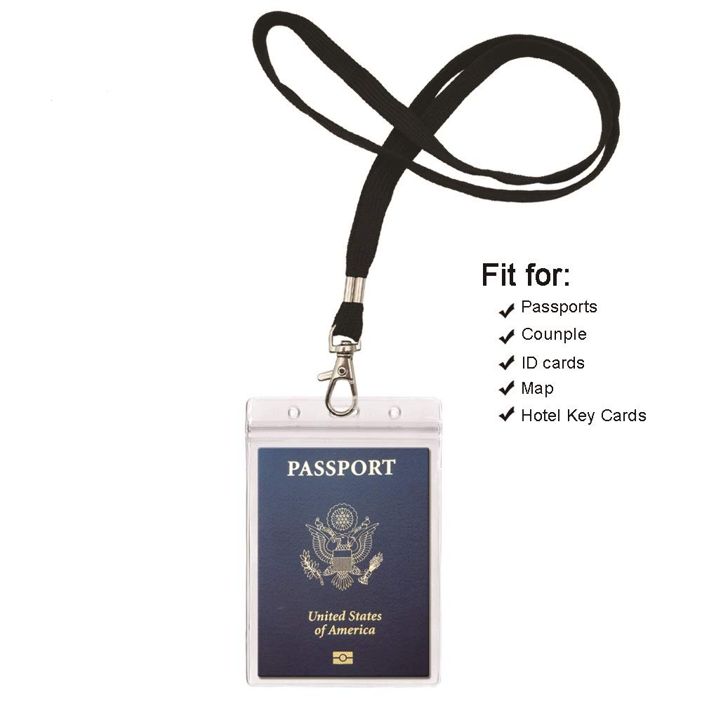 3Pack 4x6Inch Extra Large Holders Badge with Black Lanyards for Passports