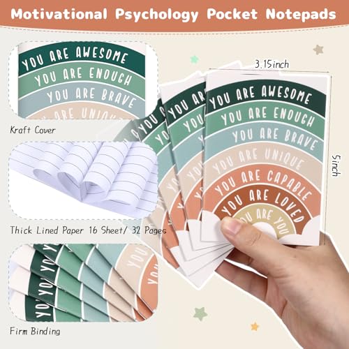 Janlaugh 200 Pcs Bulk Journal Inspirational Notebooks for Women Men Motivational Gifts Mental Health Notepad Motivational Pen Employee Psychology Pocket for Teacher Student Christmas (Rainbow)