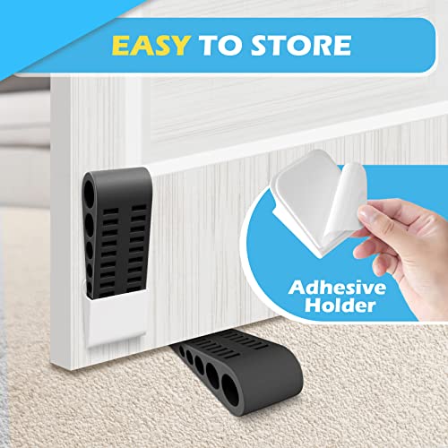HELEMAN 4 Pack Door Stop Rubber Wedge – Black, 5.0" L x 1.5" W x 1.2" H, Fits 0.1"–1.3" Gaps
