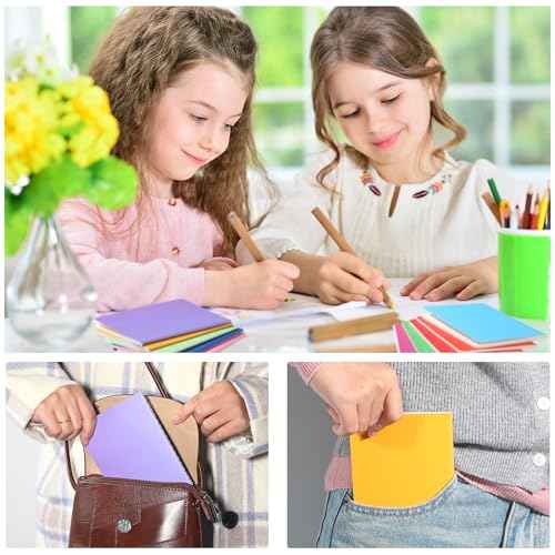 miikoul 100 Pack Small Colorful Blank Notebook Bulk,A6 Pocket Notepads Mini Journal Set for Student Traveler Office Back to School Supplies, 5.5" X 4", 30 Sheets/60 Pages,10 Colors