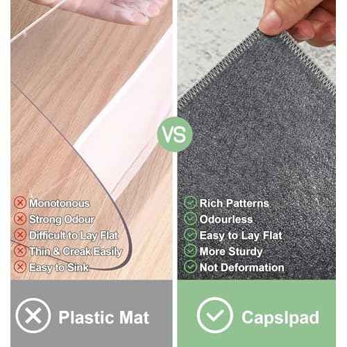 Capslpad Office Chair Mat for Hardwood Floor/Tile Floor 47"x59" Non Slip Desk Chair Mat Low Pile Computer Gaming Chair Rug for Rolling Chair Protector for Office Den Computer Desk, Khaki