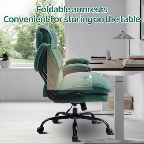 Ergazivy Tealblue Comfy Ergonomic Office Chair with Double Cushions, Flip-Up Armrests & Height Adjustment