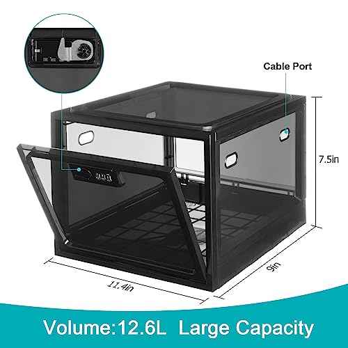 Lalifebuss Combination Lock Boxes for Personal Items, Lockable Storage Box for Office Locker/School/Medicine/Snacks/Phone Jail/Electronic/Home (2 Pack/Black)