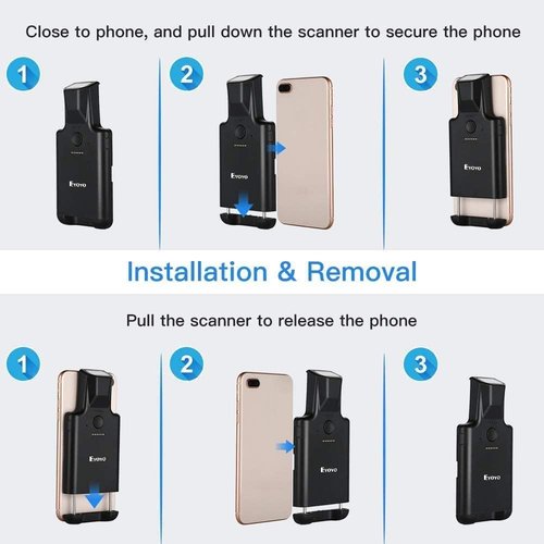 Upgraded Eyoyo QR Code Scanner Bluetooth Android Barcode Scanner, Portable Back Clip Wireless 1D 2D UPC ISBN Inventory Barcode Reader PDF417 Data Matrix Code Compatible with iPhone, Android Phone