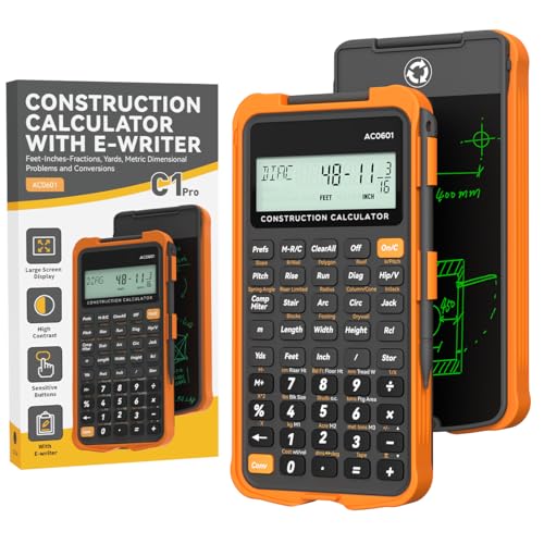 ROATEE Construction Calculator with Writing Tablet Gray-Orange, 200+ Engineering Functions