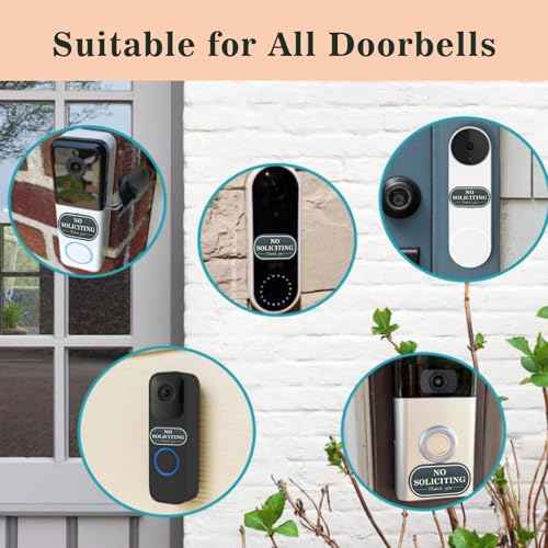 Small No Soliciting Sign for House,6 Pcs No Soliciting Sign,with Glow in The Dark Stickers,Tiny Size Perfect for Video Doorbell,Compatible with Most Doorbells