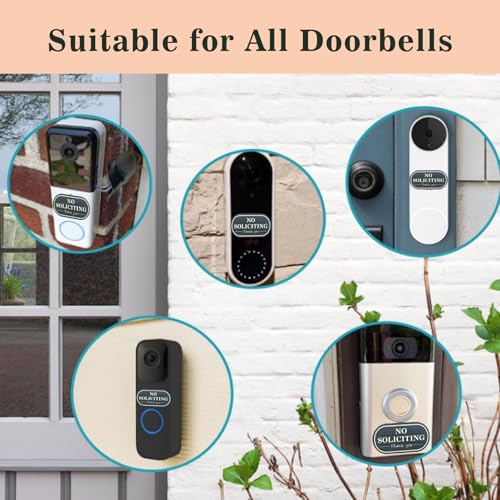 Black 1.4x0.7 Inch No Soliciting Sign for House with Glow-in-The-Dark Stickers, 6 Pcs