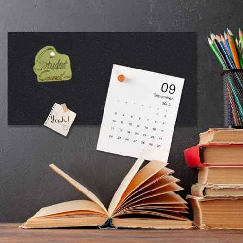 Cork Board 17"x 8" Self-Adhesive Black Cork Board, 1/2" Thick Cork Boards, 12 Pack Black Bulletin Board (4320BK-12mm-12p)