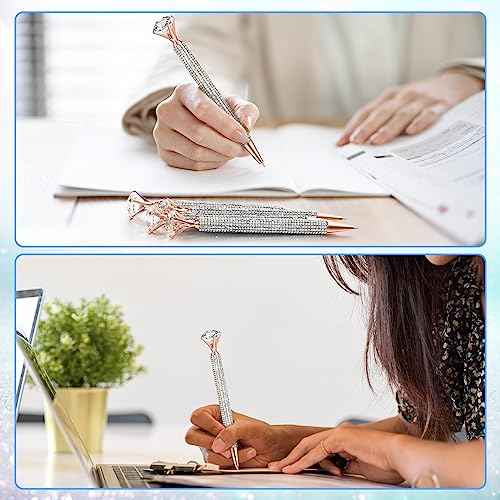 Honoson 50 Pcs Big Diamond Pens Bulk Bling Rhinestone Pens with Crystal Christmas Glitter Retractable Black Ink Ballpoint Pens for Bridal Shower Gifts School Office Birthday Party Favor(AB Color)