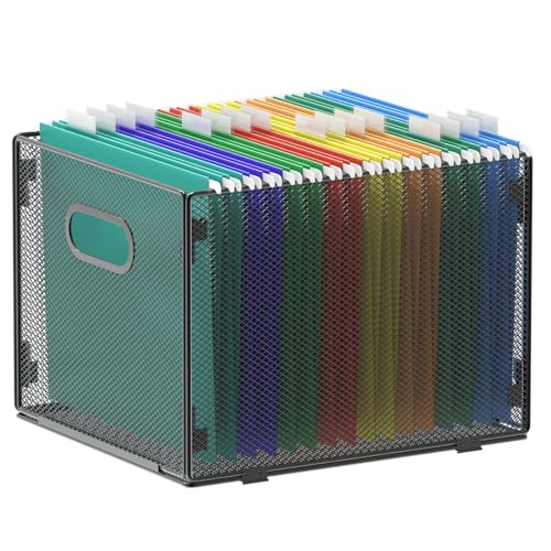 Samstar Hanging File Organizer, Mesh File Folder Organizer File Crate File Cabinet Inserts Storage Box, Letter Size