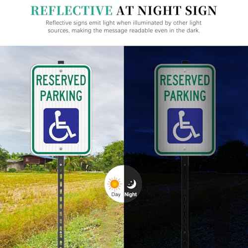 Handicap Parking Sign with 6Ft Stake, 18 x 12 Inch Engineer Grade Reflective Aluminum, Weather Resistant, Waterproof, Durable Ink