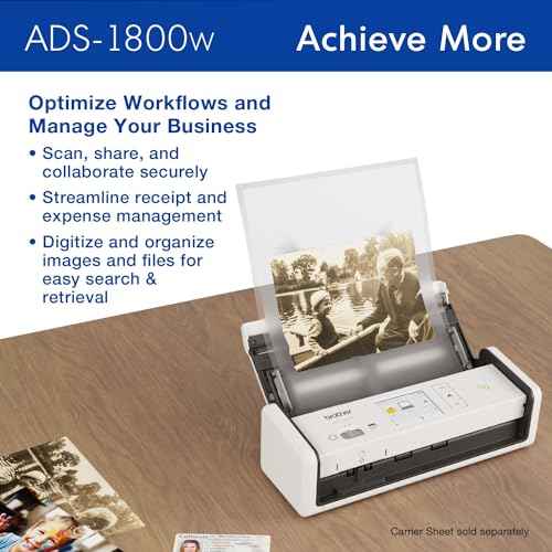 Brother ADS-1800W Wireless Compact Desktop Scanner | Scan Speeds of Up to 30ppm | 2.8" Color Touchscreen