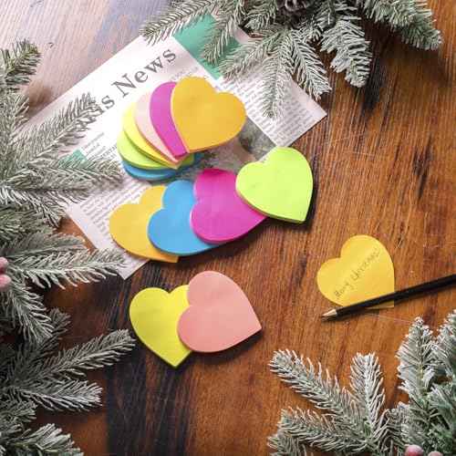 (12 Pads) Heart Sticky Notes 3x3 Inches,Cute Bright Colors Self-Stick Pads, Easy to Stick for Home, Notebook, 72 Sheets/pad