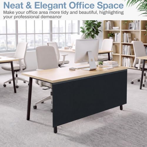 Tegeme 60'' Under Desk Privacy Panel Black – Self-Adhesive Modesty Panel