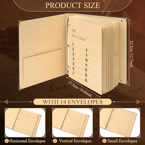 Marspark 3 Rings Folio Important Document Organizer with Labels, Family Document Organizer Binder, Expanding File Folder for Important Papers, Letters, Birth Certificates, Photos, Passports, Black