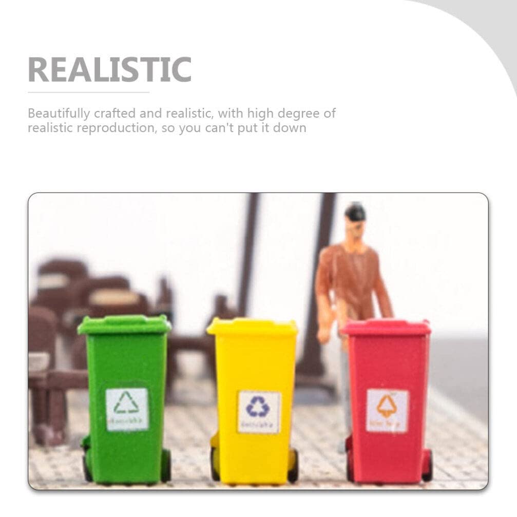 SHINEOFI Miniature Garbage Cans Mini Trash Can Toys with Opened Lids Simulation Curbside Waste Bin Model for Kids Toys Mini Recycle Bin Dollhouse Decor 1: 87 Scale