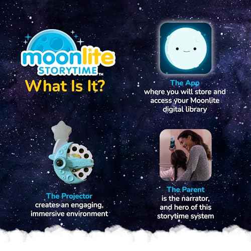 Moonlite Storytime Projector, Magical Bedtime Kids Book Projector for Immersive Reading Experience, Smartphone Compatible Storybook Projector, Interactive Learning Fun for Kids