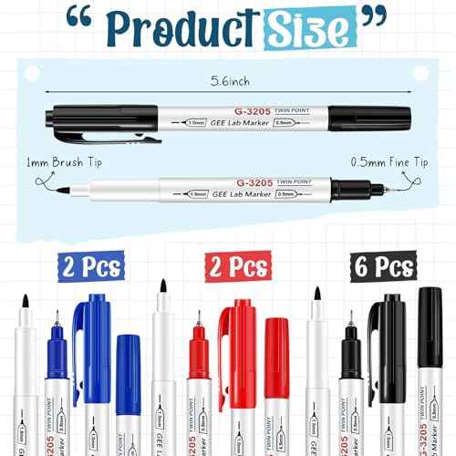 Janlaugh 10 Pack Alcohol Resistant Laboratory Markers, Black Dual Head Permanent Freezer Pens with 0.5mm Fine Point and 1.0mm Makers Tip, Designed for Industrial, Lab and Hospital Use
