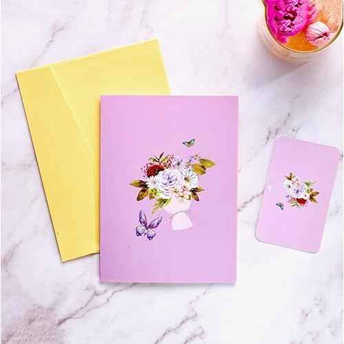 LoveEcho Pop Up Birthday Card, Gold-edged Butterfly Waltz 3D Greeting Card for Birthday, Anniversary, Thank You, Thinking of You, for Women, Wife, Grandma, Daughter, Son, Father, Grandpa, Blue