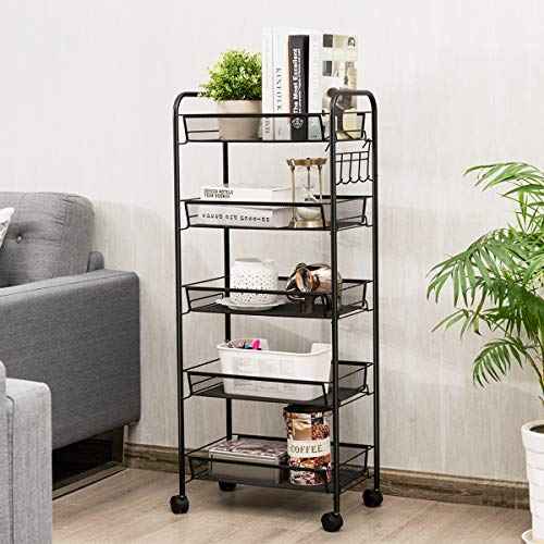 Nightcore Lightweight & Sturdy Storage Trolley, 4 Wheels, Black, Ideal for Bathroom, Kitchen, Garden