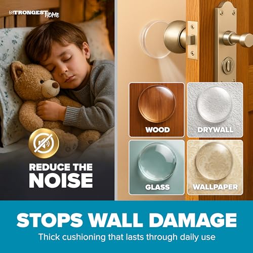 Strongest Home Clear Medium Wall Door Stop Protectors - 6 Pack
