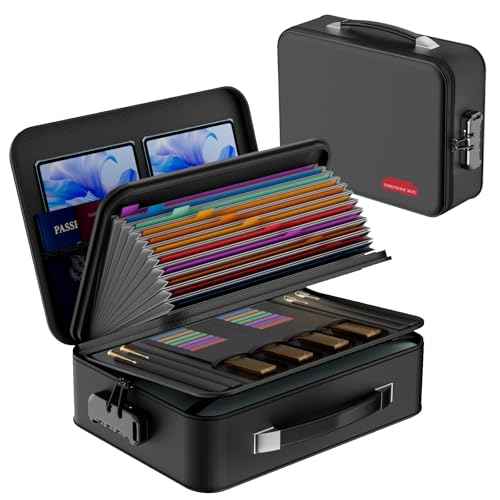 Fireproof Document Box With Combination Lock,Hard Case File Organizer Heat Insulated And Waterproof,Portable Home Travel Safe Storage Box For Important Documents Laptop,Files More