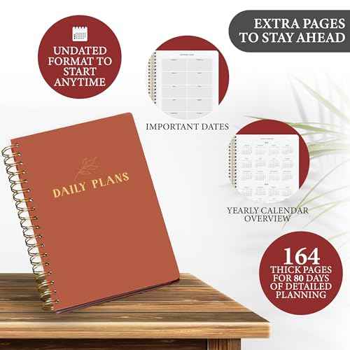 Daily Planner with Hourly Schedule ? Aesthetic Spiral To-Do List Notebook for Work, Appointments and Tasks | Undated Daily Planner, Hourly Organizer to Stay Focused