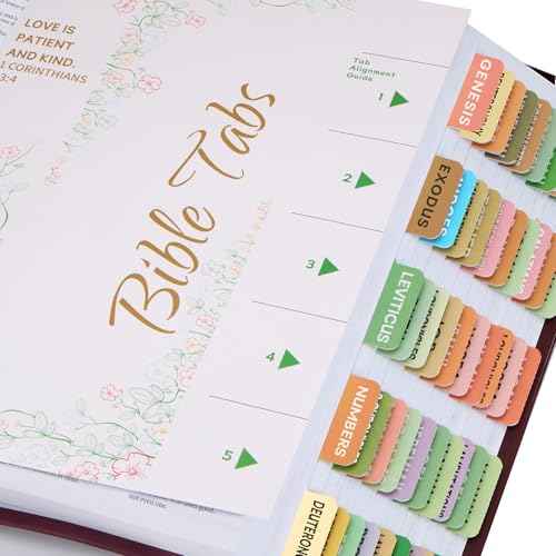 Bible Tabs with Delicate Cover, 75 Tabs with Chapter Titles and Summaries, Christian-Themed Stickers,Waterproof Laminated Bible Tabs,Bible Index Tabs,Bible Study Supplies(Boho)