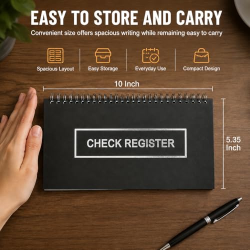 Large Print 2-Pack Check Register Book - 50 Pages Each, Spiral Bound