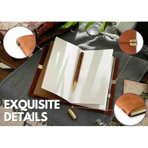 InnoBeta Bourbon gifts Leather Journal Notebook with Pen, for Whiskey Lovers, Men, Women on Birthday, Refillable Sketchbook, Travel Diary, Lined Planner, 7x5 Inches, Brown