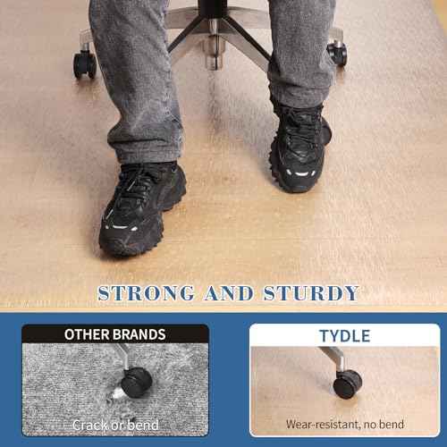 TYDLE Clear Chair Mat, 36"x48" Office Chair Mat for Hard Floor, Vinyl Mat for Gaming Chairs, Non-Slip Waterproof Floor Protector Rolling Computer Mat for Hardwood Floor, Clear