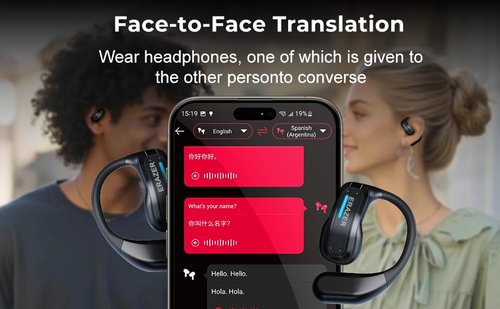 ERAZER X8 AI Translation Earbuds Real Time, 135 Language Translator Earbuds 3 in 1 Translation Headphones, Translation Device for Travel Business Learning Compatible with iOS and Android