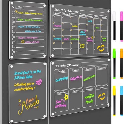 DIYMAG Magnetic Calendar for Refrigerator 4PCS Fridge Magnet Clear
