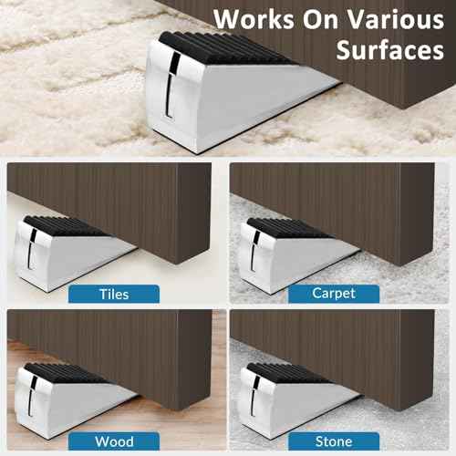 2 Pack Heavy Duty Door Stopper, Adjustable Spring Large Stopper, 3 Inches High Tall Wedge Stoppers for Bottom of Door, Door Stop Suits Any Heavy Door