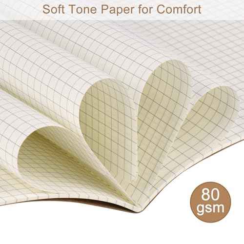 ZCZN 5 Pack A5 Kraft Notebooks Bulk, 8.15x5.5 Inches Graph Paper Journaling Notebooks, Notebooks for Work, Composition Notebooks for School, Journal Notebooks for Office, 60 Pages
