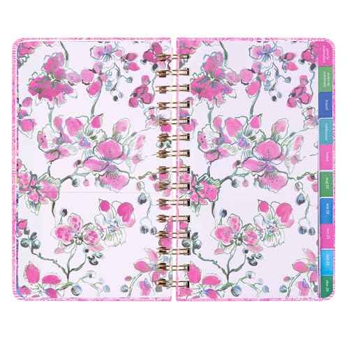 Lilly Pulitzer Medium Planner August 2025 - December 2026, Weekly Agenda & Monthly Calendar, Stickers, Pockets, Spiral Binding, 5" x 8.25" (Palm Beach Playground)