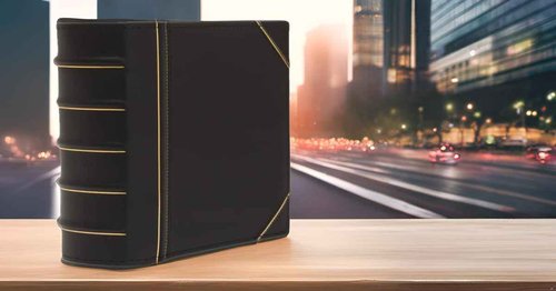 Executive Binder, English Leather, Hand Stitching and Ribbed Spine, Heavy Duty 3" Inch, 3 D-Ring with Buster, Black and Gold (3" inch)