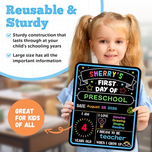 FaCraft First Day of School Sign Board with Liquid Chalk Markers - Style4, 11 x 14"