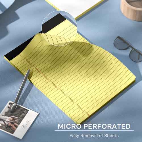 Legal Pads 8.5 x 11 Wide Ruled Notepads 20 Pack 30 Sheets Perforated Double-Sided Printing Yellow Notepads Lined Pad Letter Size Writing Pads 70gsm Recycled Paper Legal Ruled Universal Writing Pad