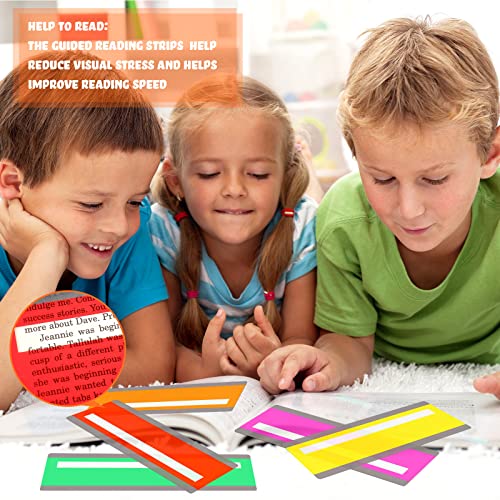 Crtiin 24 Pcs Color Reading Guide Strips Overlay Guides for Kids & Classroom - Mixed Colors