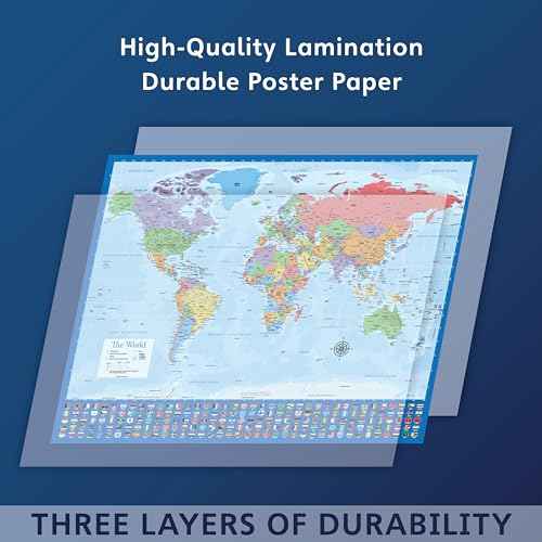 2 Pack - Giant World Map & US Map Poster Set - Extra Large Mega Chart of the World & United States - Laminated - 46" x 60" [Blue]
